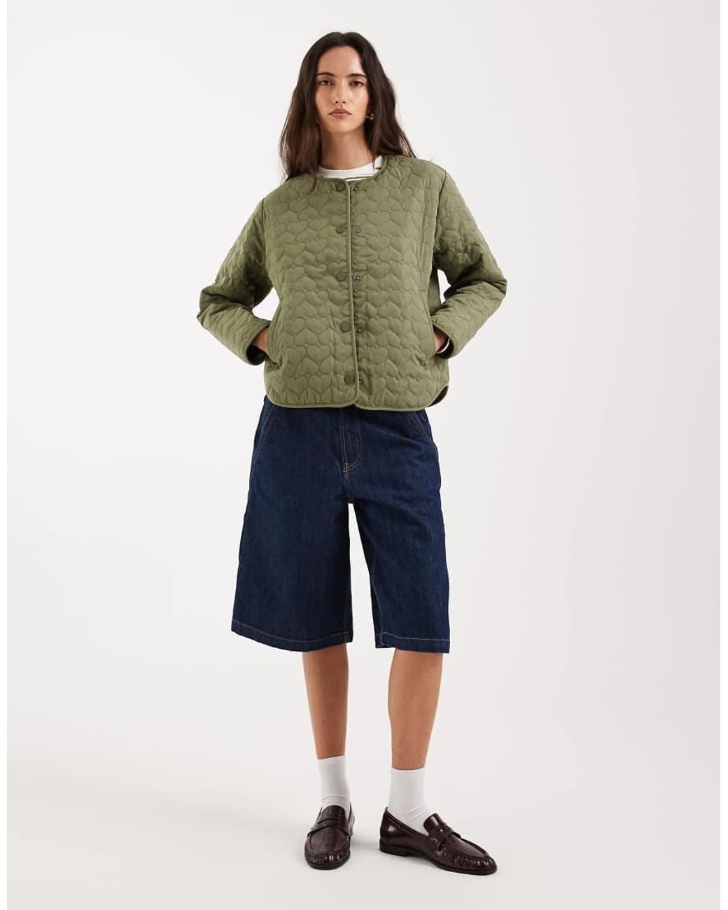 ONLY Green Heart Quilted Jacket