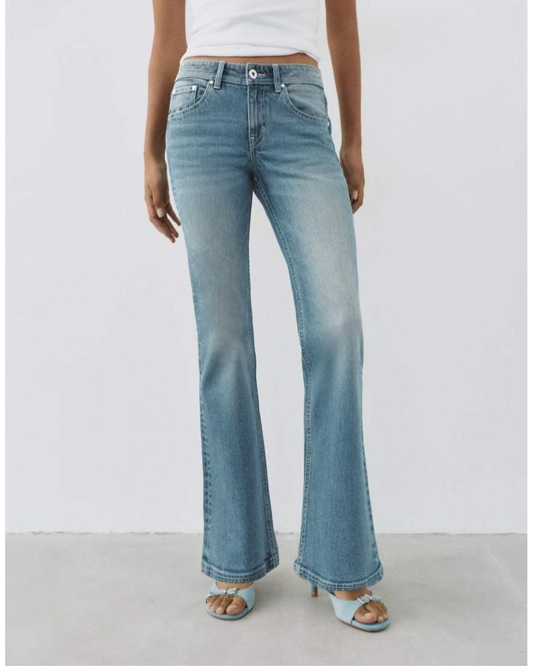 Pull&Bear Blue Low-Rise Boot-Cut Jeans