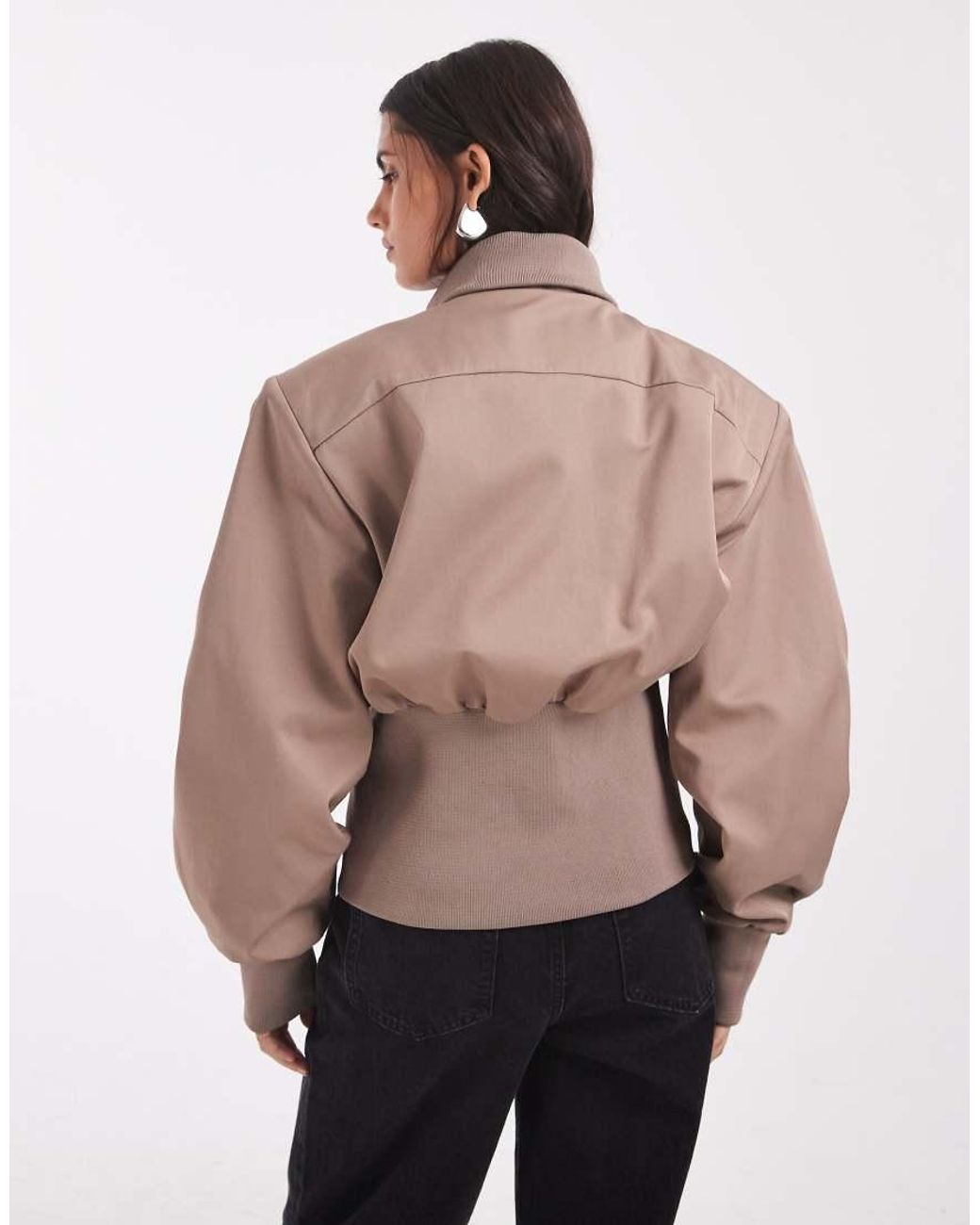 ASOS Pink Deep Rib Cinch Zip Through Jacket