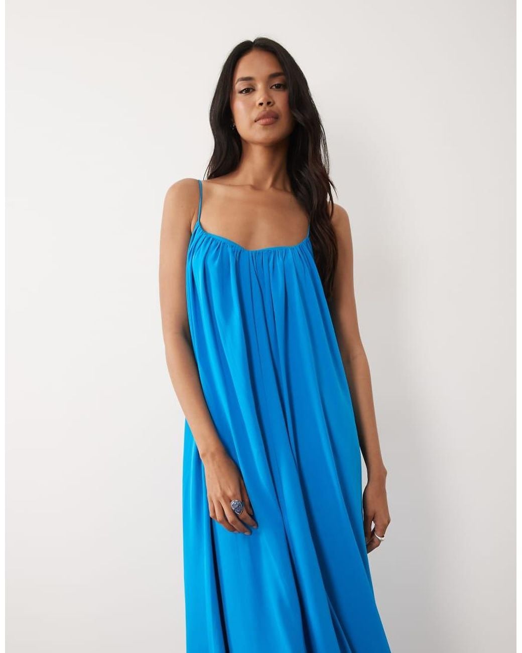 ASOS Blue Strappy Cami Trapeze Maxi Dress