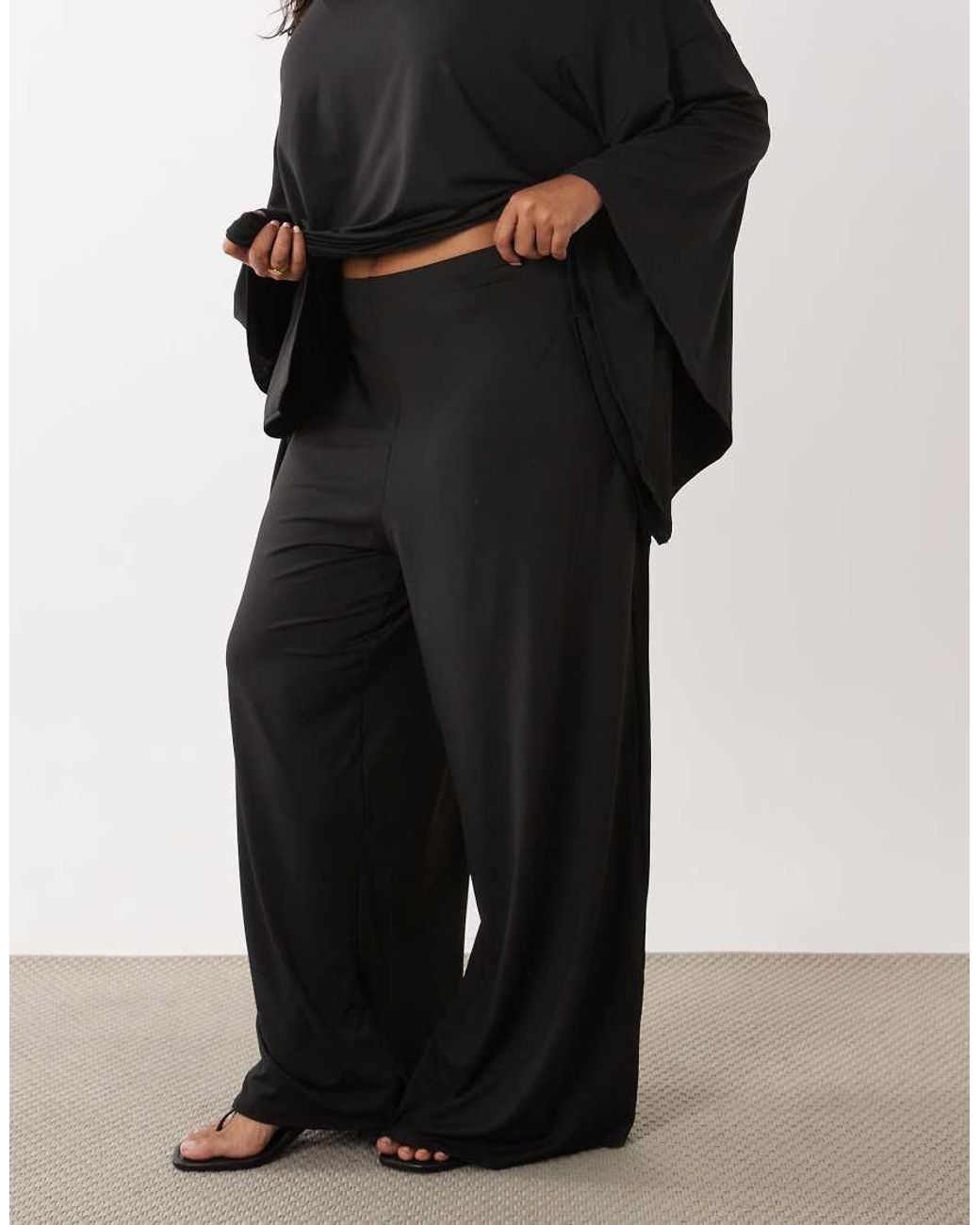 ASOS Black Asos Design Curve Wide Leg Co-ord Trouser