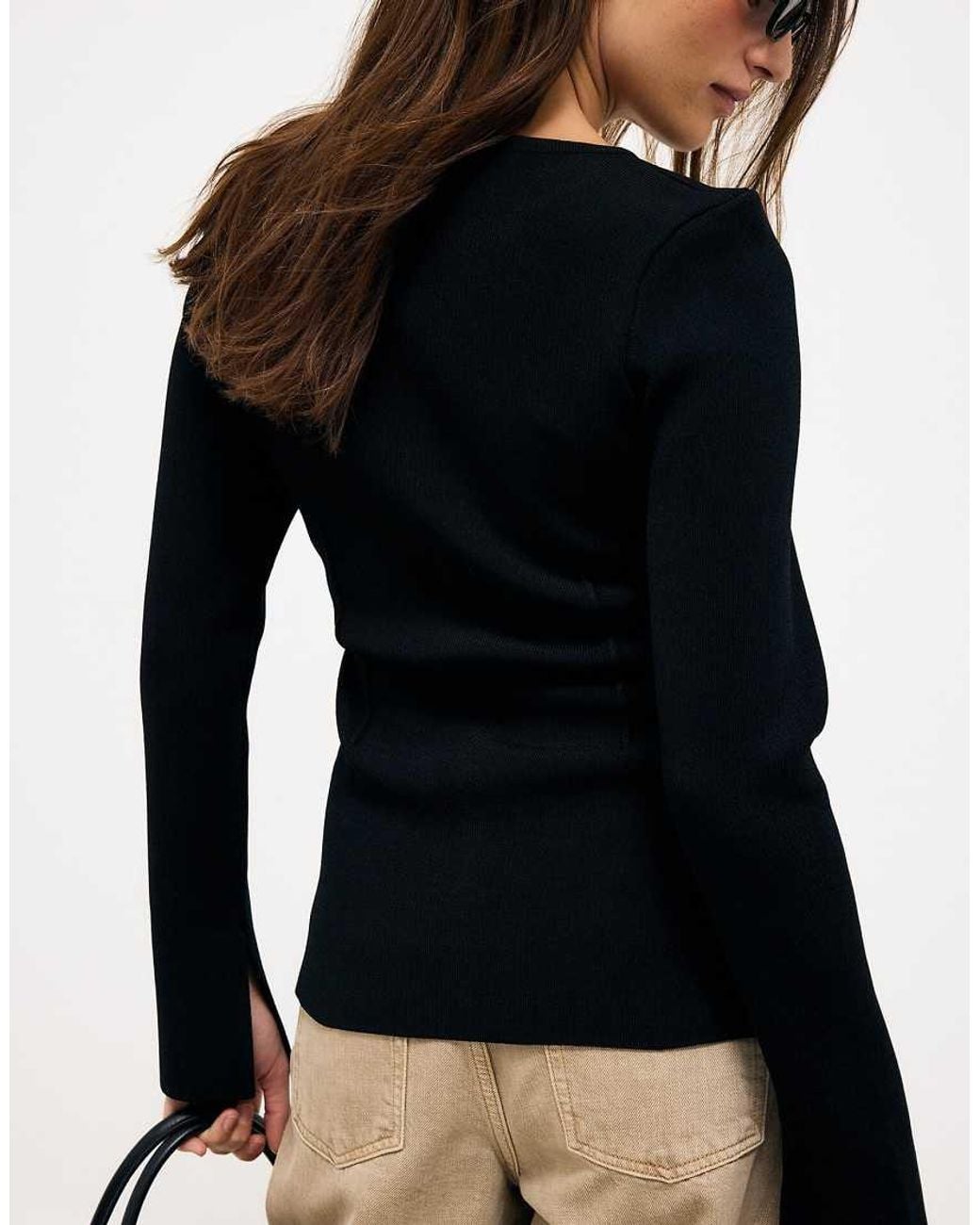 NA-KD Black Seam Detail Cardigan Jacket