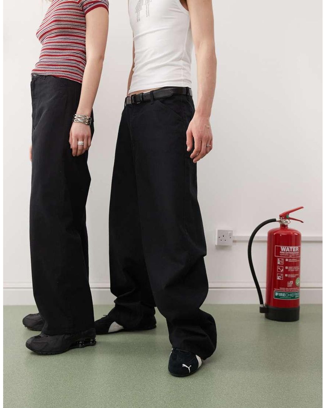 Weekday Black Astro Unisex Linen Blend Pants