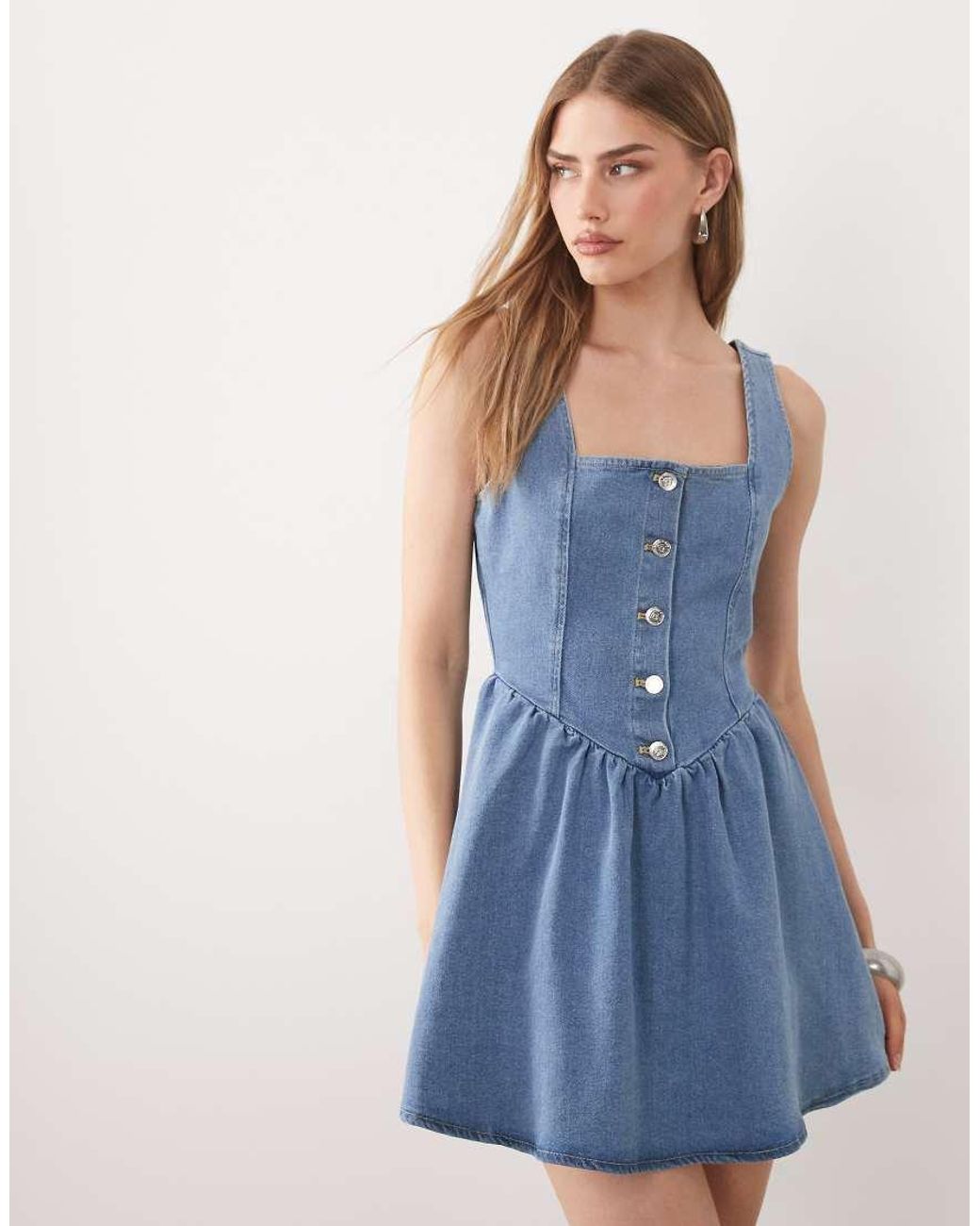 Miss Selfridge Blue Denim Corset Mini Dress