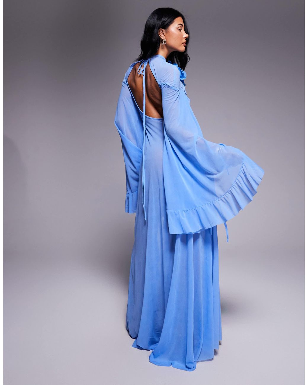 blue corsage dress ASOS DESIGN corsage cape maxi dress