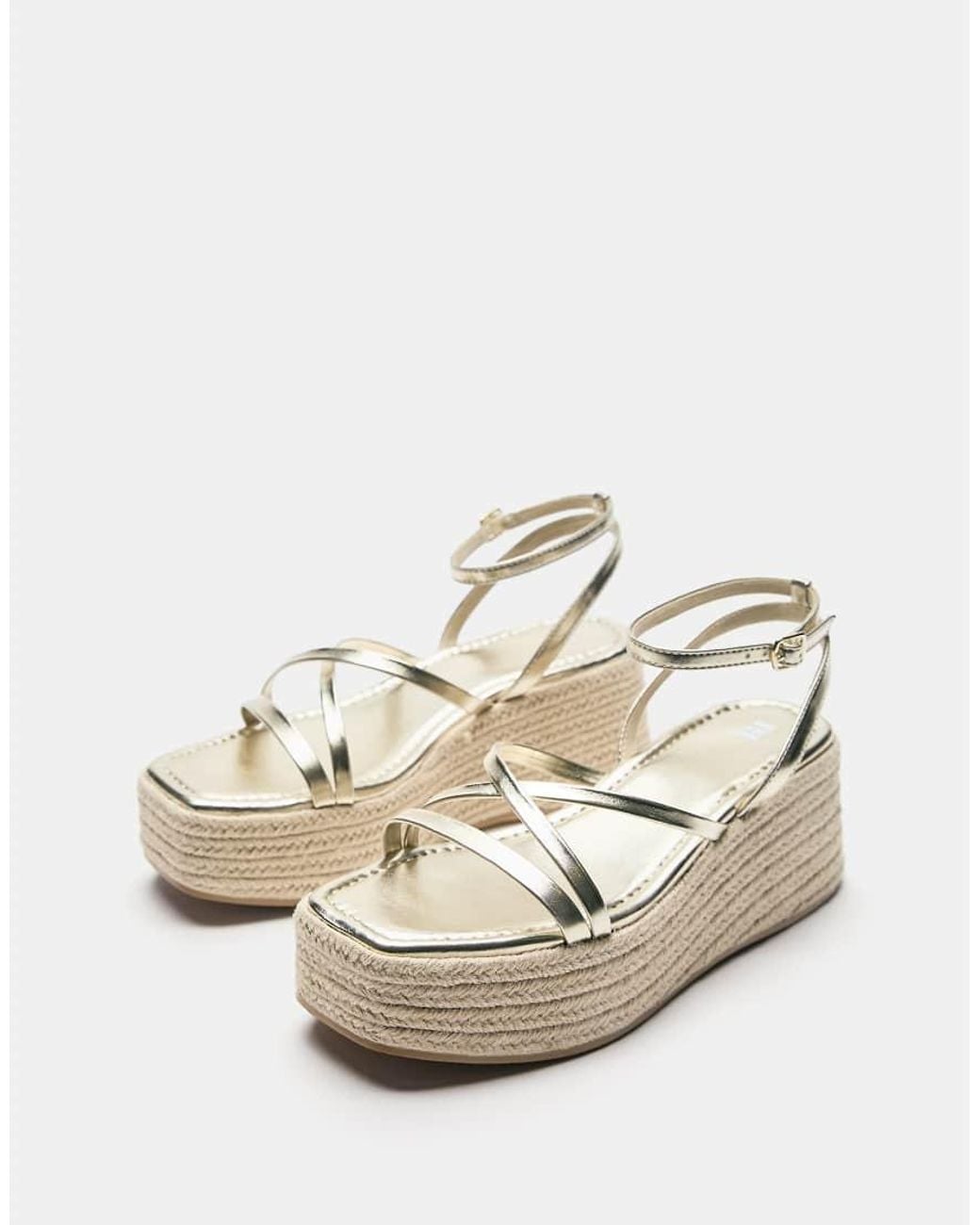 Pull&Bear Natural Strappy Wedge Sandals