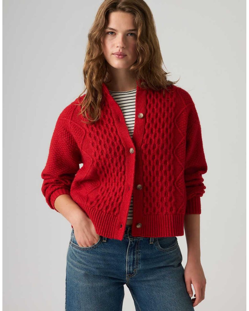 Levi's Red Charlotte Crewneck Cardigan 007Vg-0010