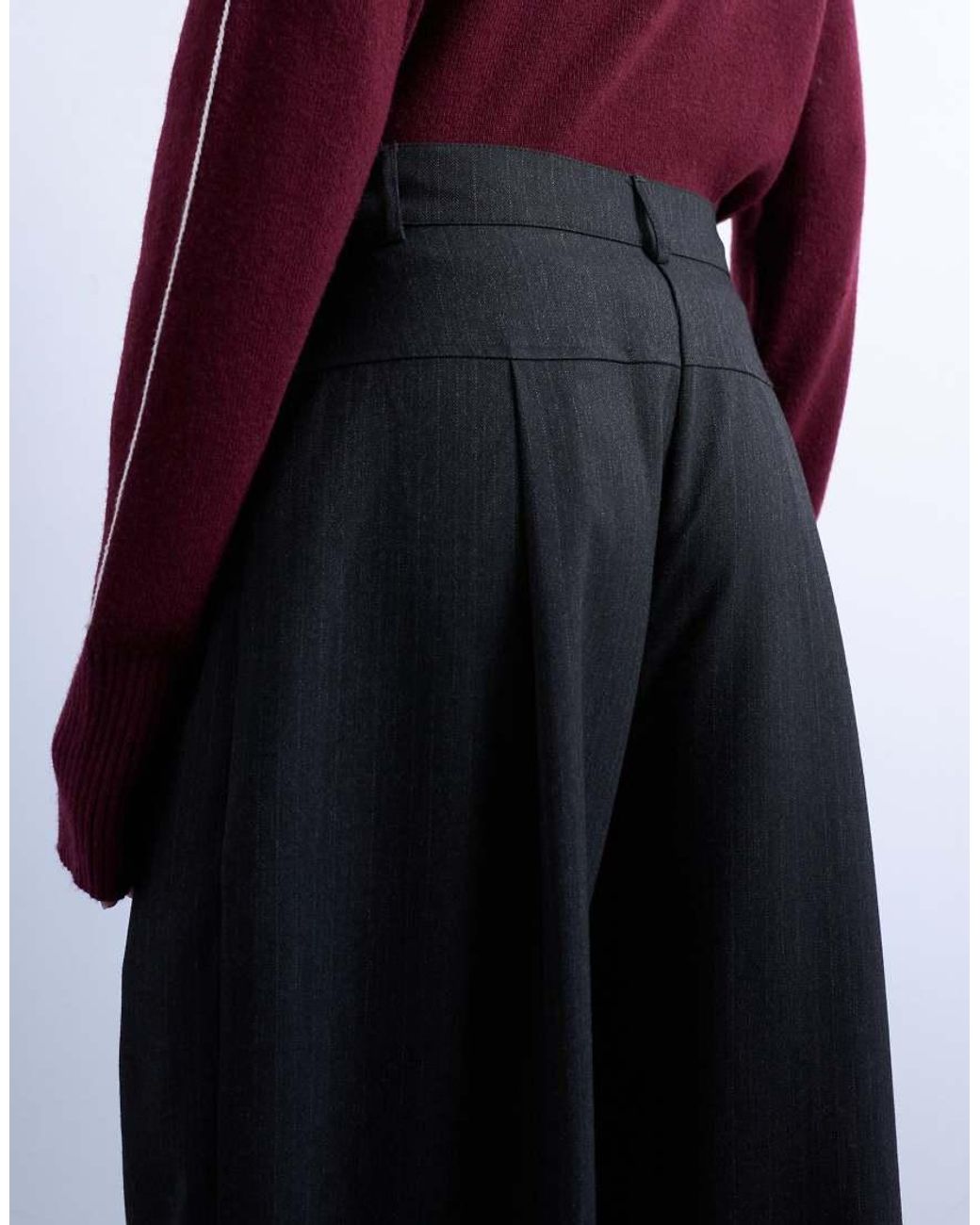 TOPSHOP Gray Dropped Waist Barrel Trouser