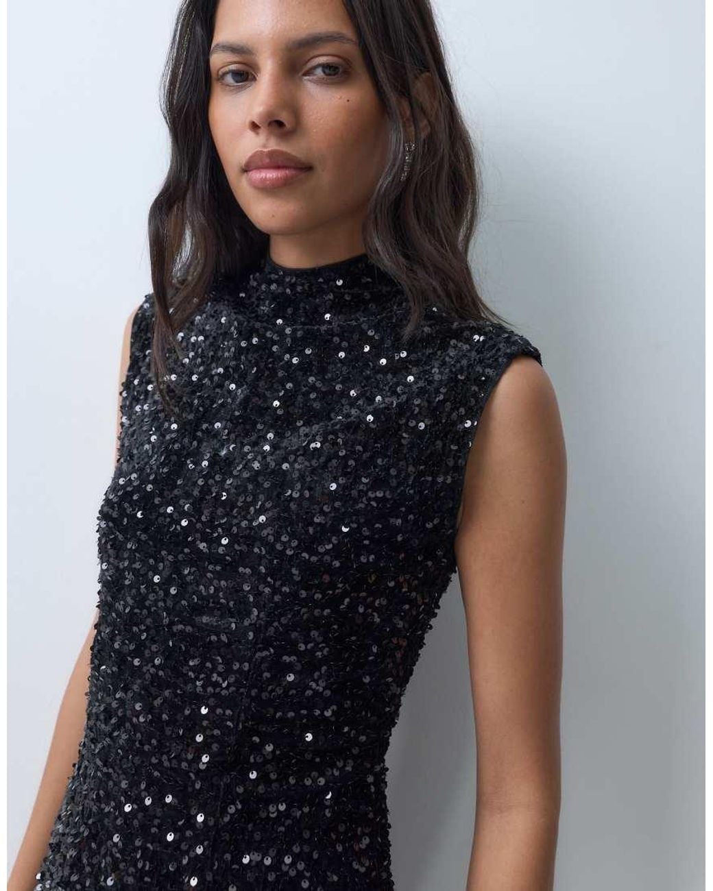 New Look Blue Sequin Shift Mini Dress