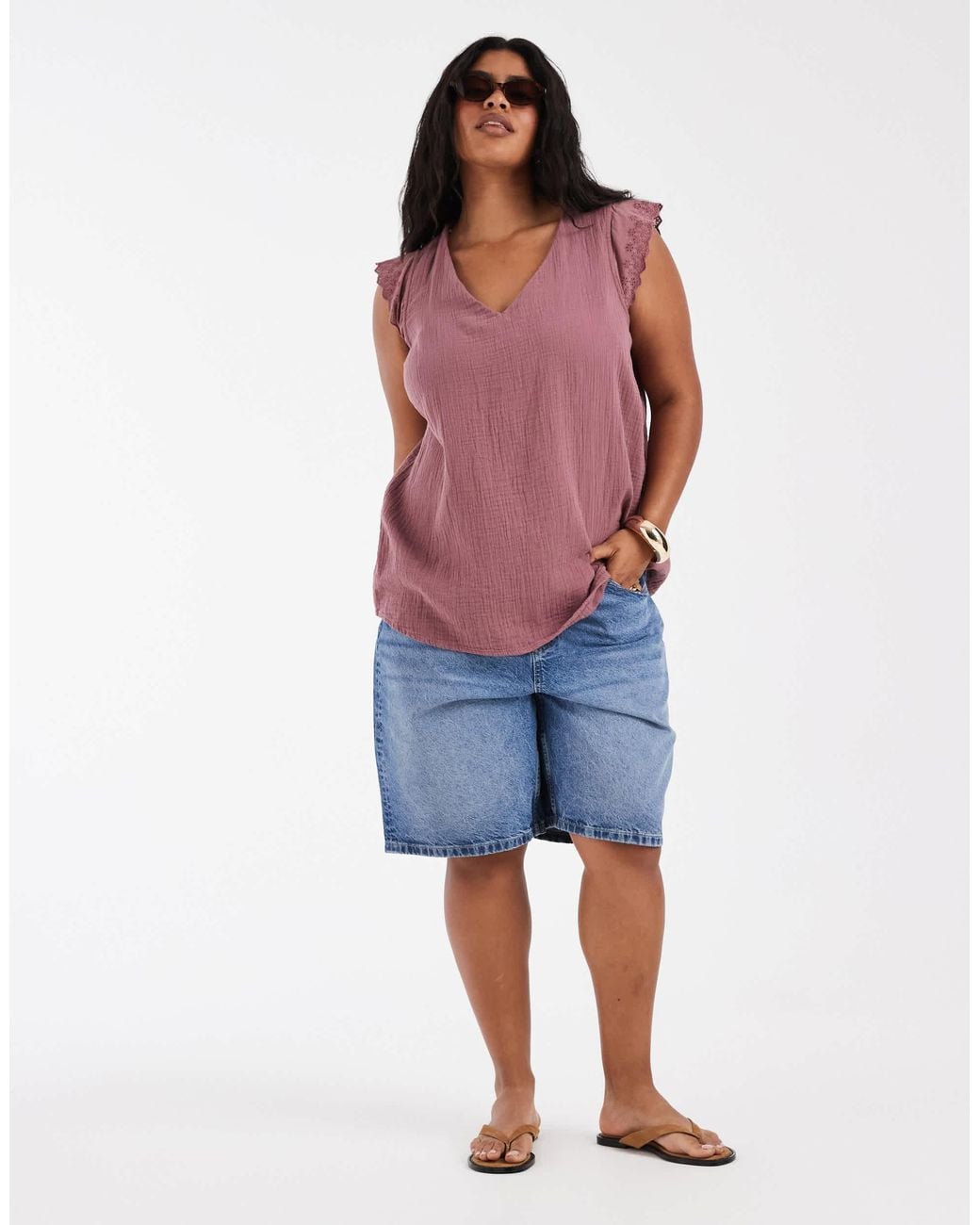 ONLY Multicolor V-neck Textured Top