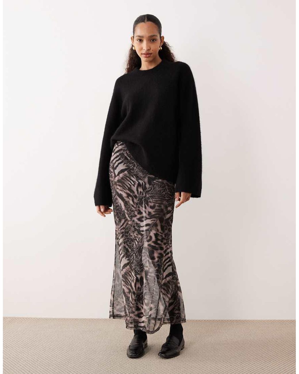 ASOS Black Mesh Sheer Maxi Skirt