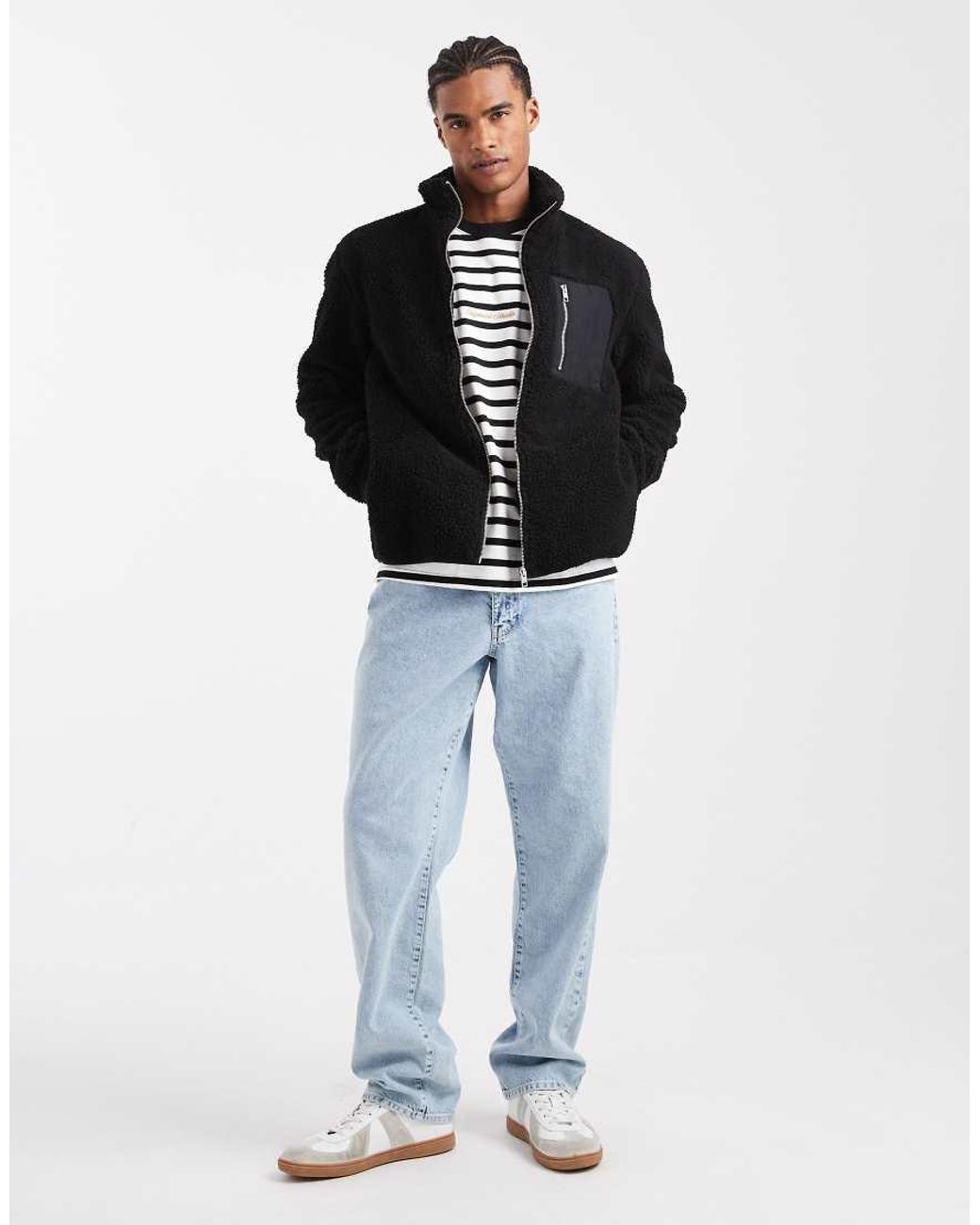 Jack & Jones Black Fleece Jacket With Pocket for men