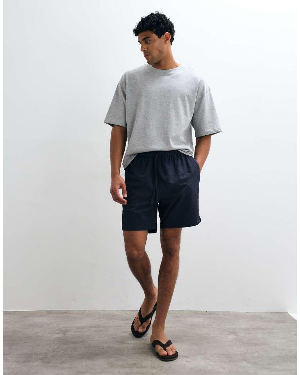ARKET White Seersucker Crinkle Shorts for men