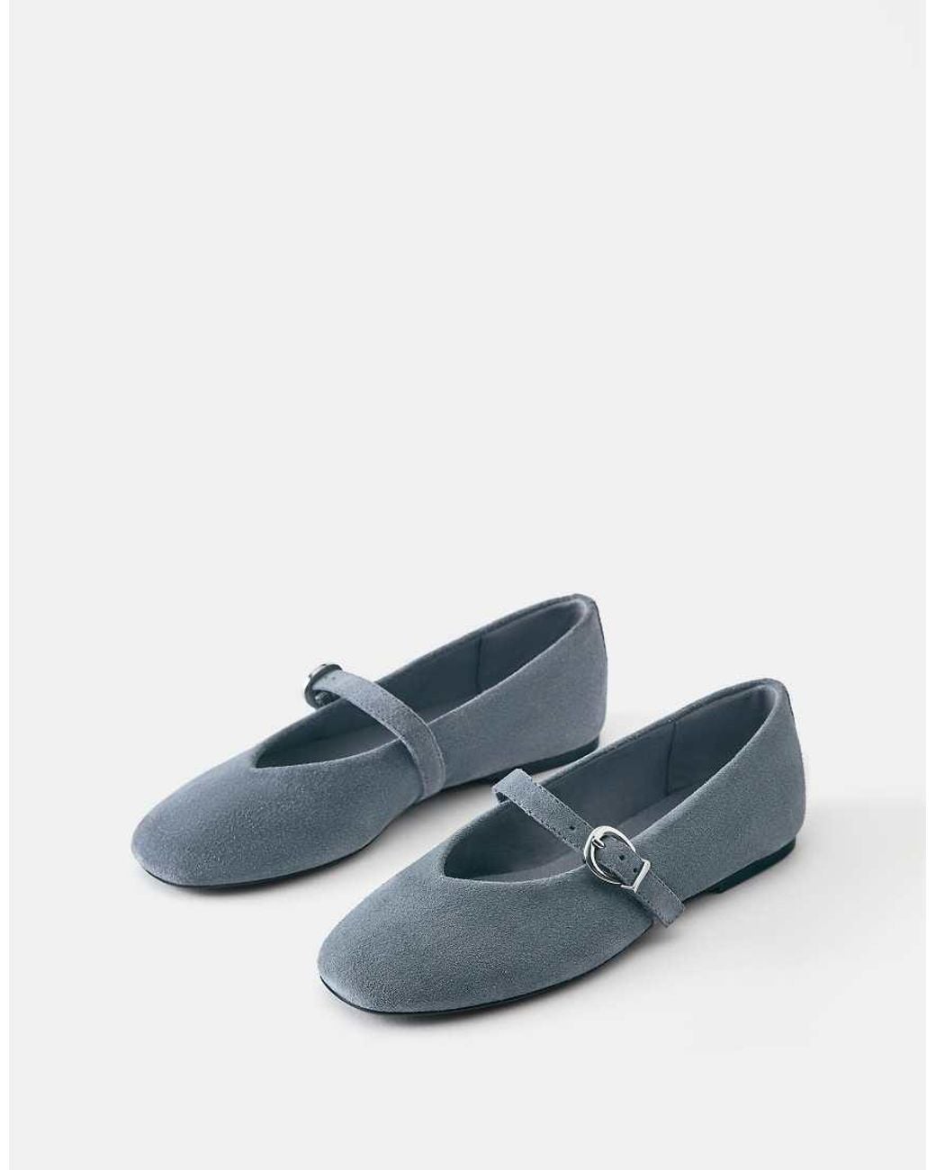 Pull&Bear Blue Leather Ballerinas