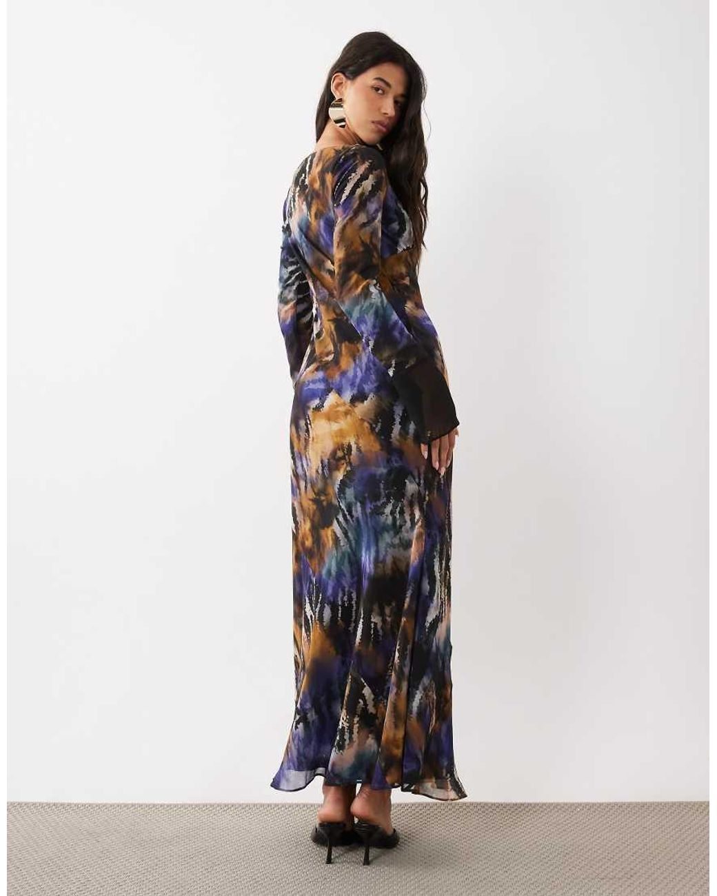 DASKA White Chiffon Slash Neck Tie Detail Maxi Dress