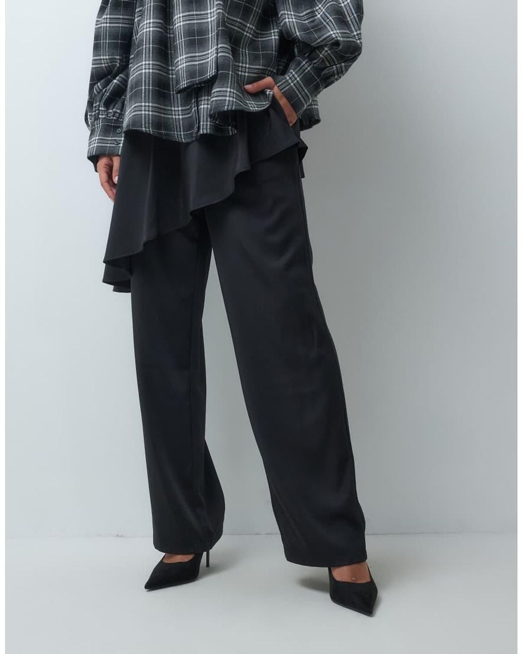 Iyal Blue Mini Skirt Detail Straight Leg Trousers Co-ord