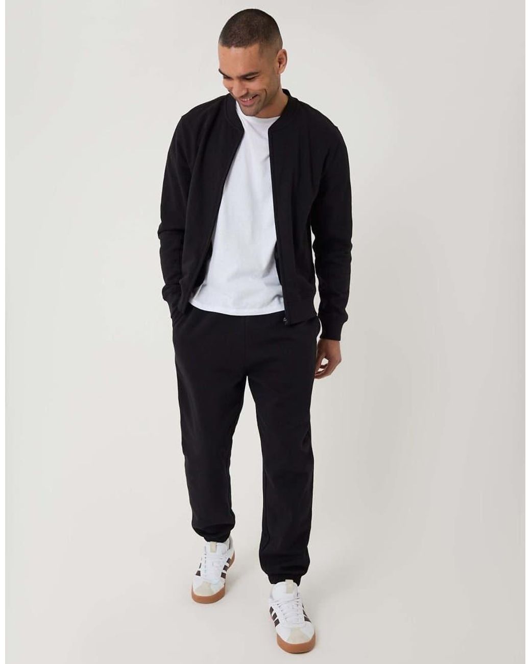 Threadbare Black Tapered Joggers for men