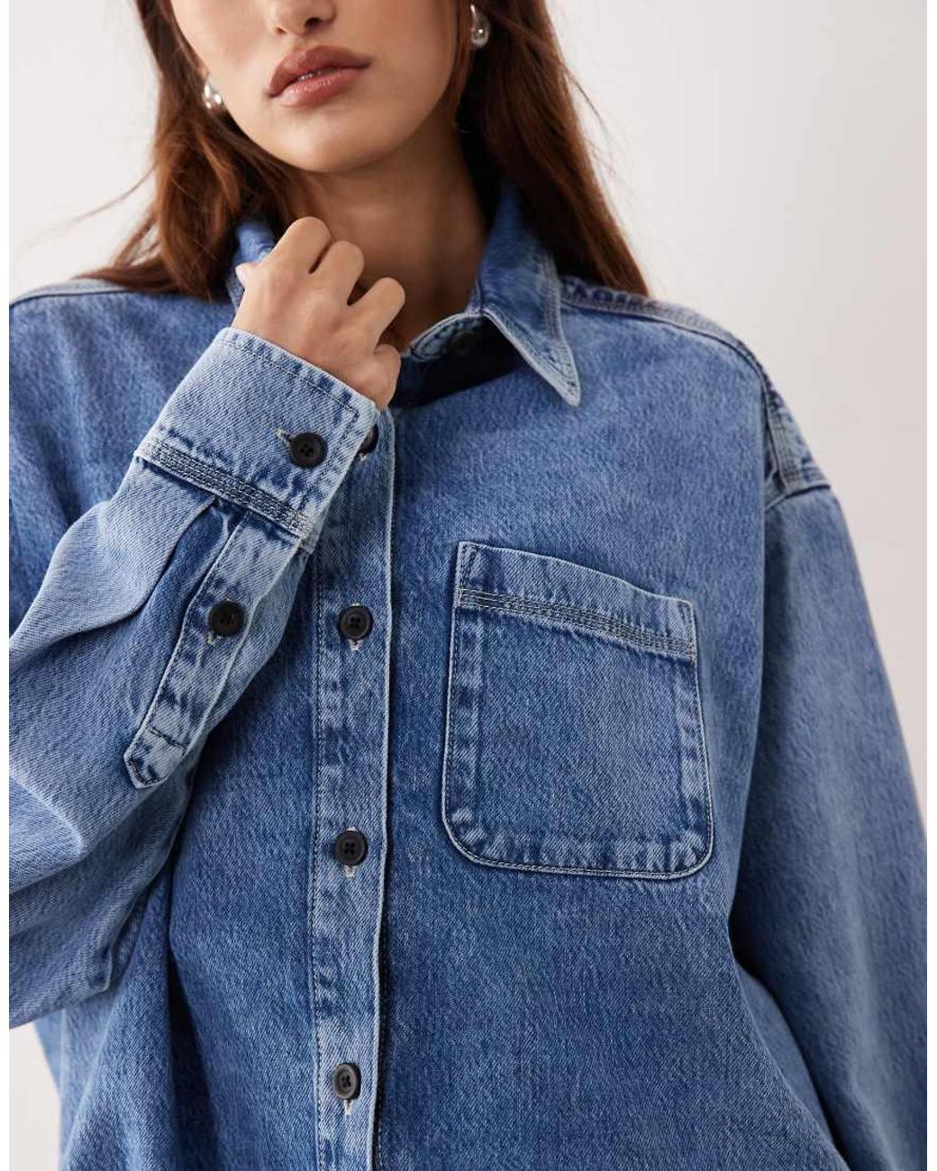 ARRANGE Blue Seam Detail Washed Denim Shirt