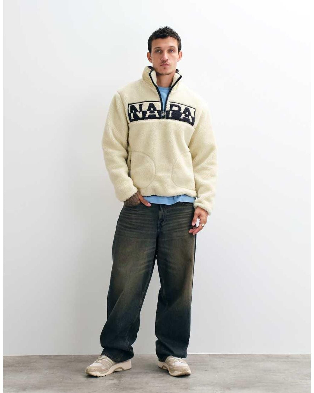 Napapijri Natural Box Logo Half Zip Fleece for men