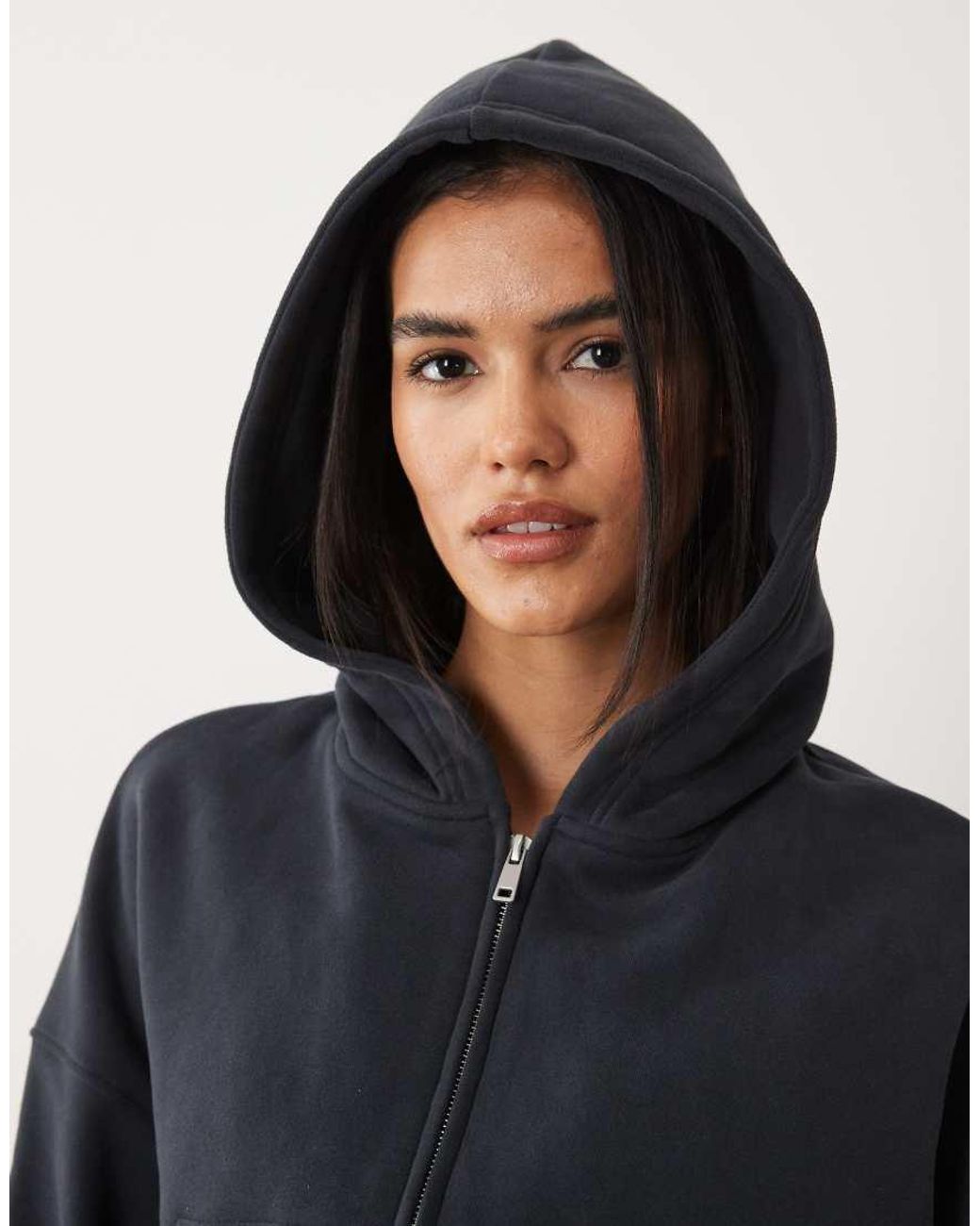 Cotton On Black Oversized Zip Through Hoodie