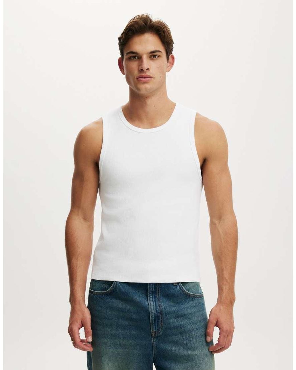 Cotton On Blue Rib Tank for men