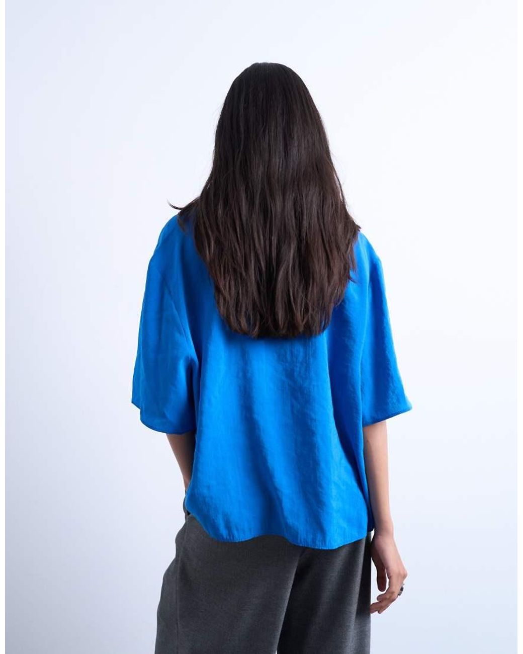 TOPSHOP Blue Super Soft Cupro Shirt