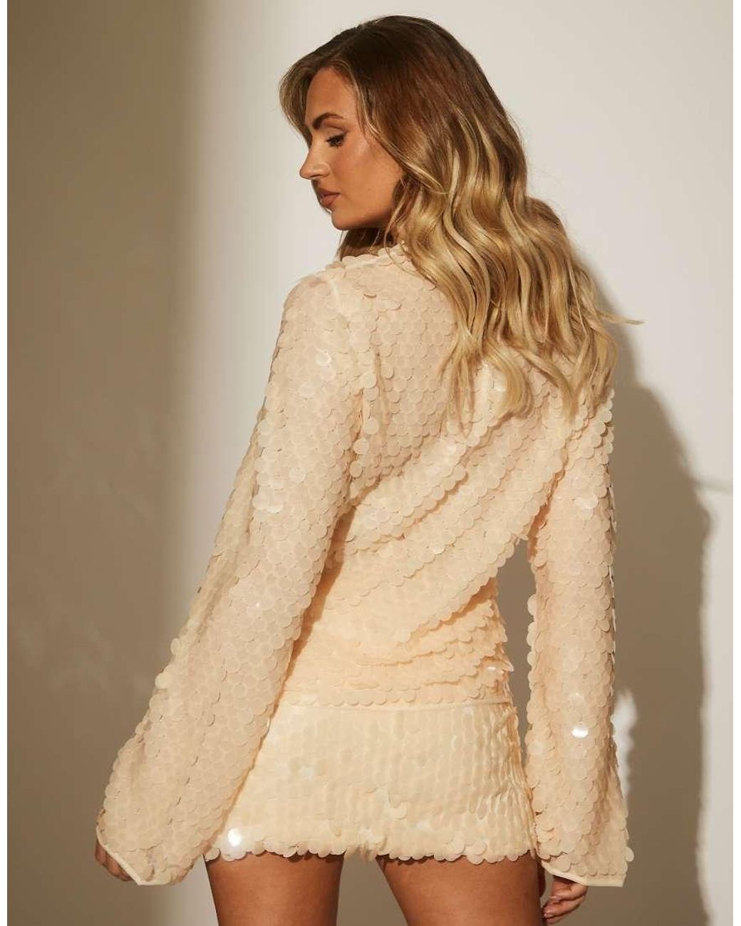 South Beach Natural Sequin Tie Beach Top