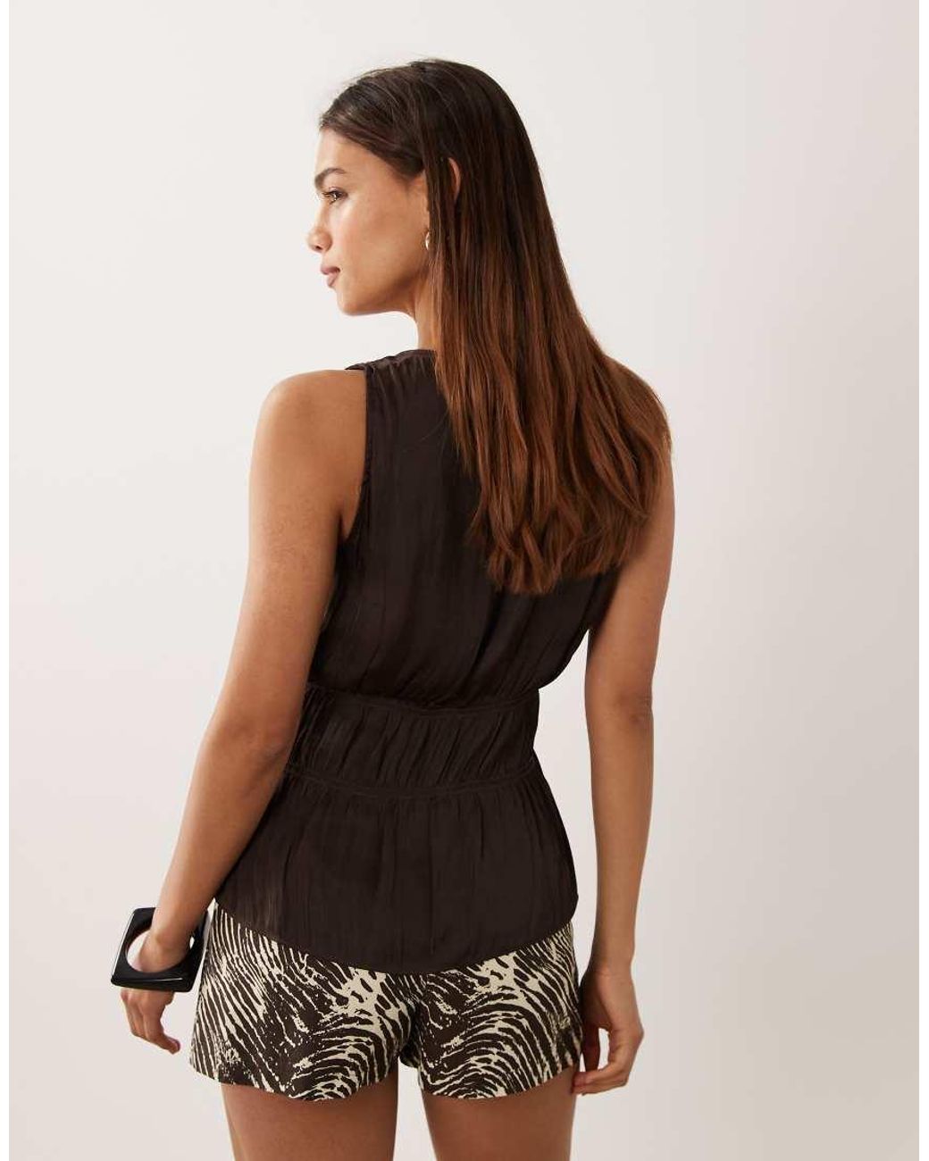 Mango Black V Neck Sleeveless Flowy Top