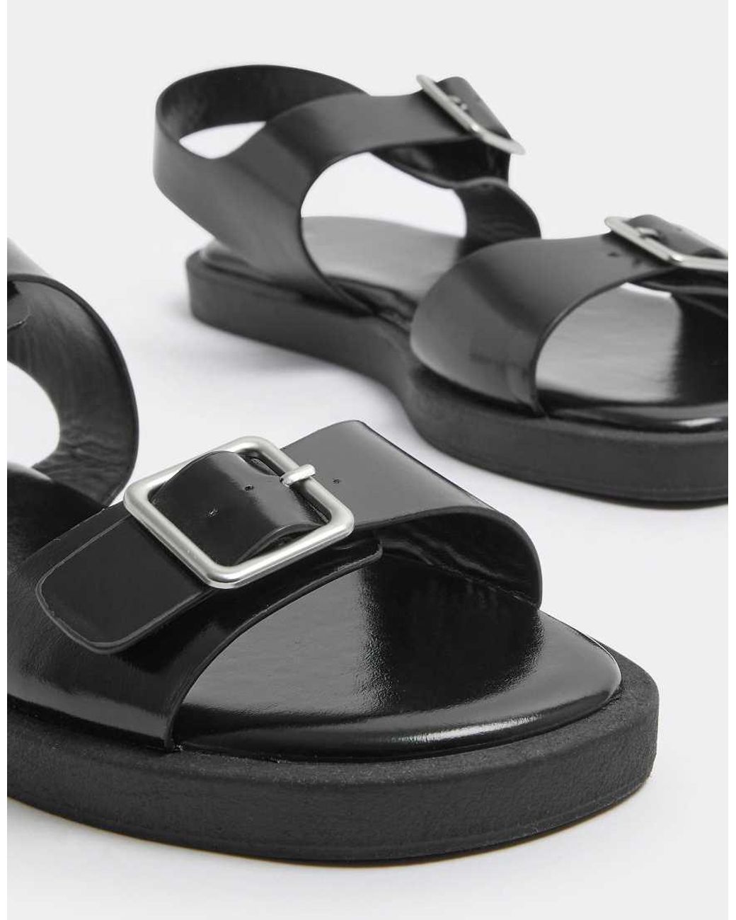 Yours Clothing Gray Faux Leather Buckle Strap Sandals