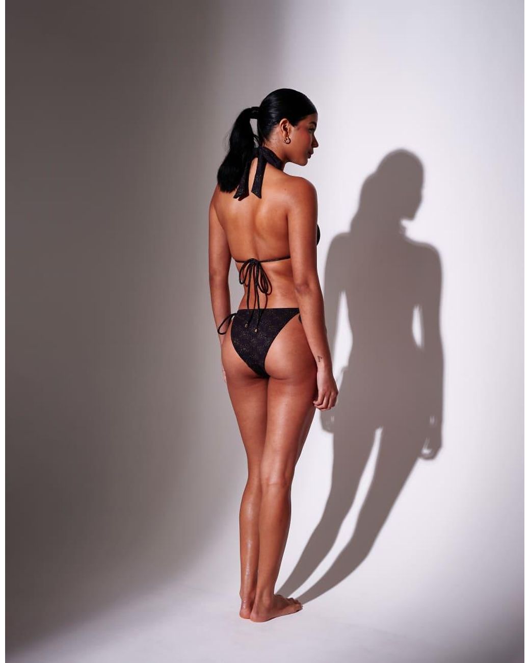 South Beach Black Sunburst Applique Triangle Bikini Set
