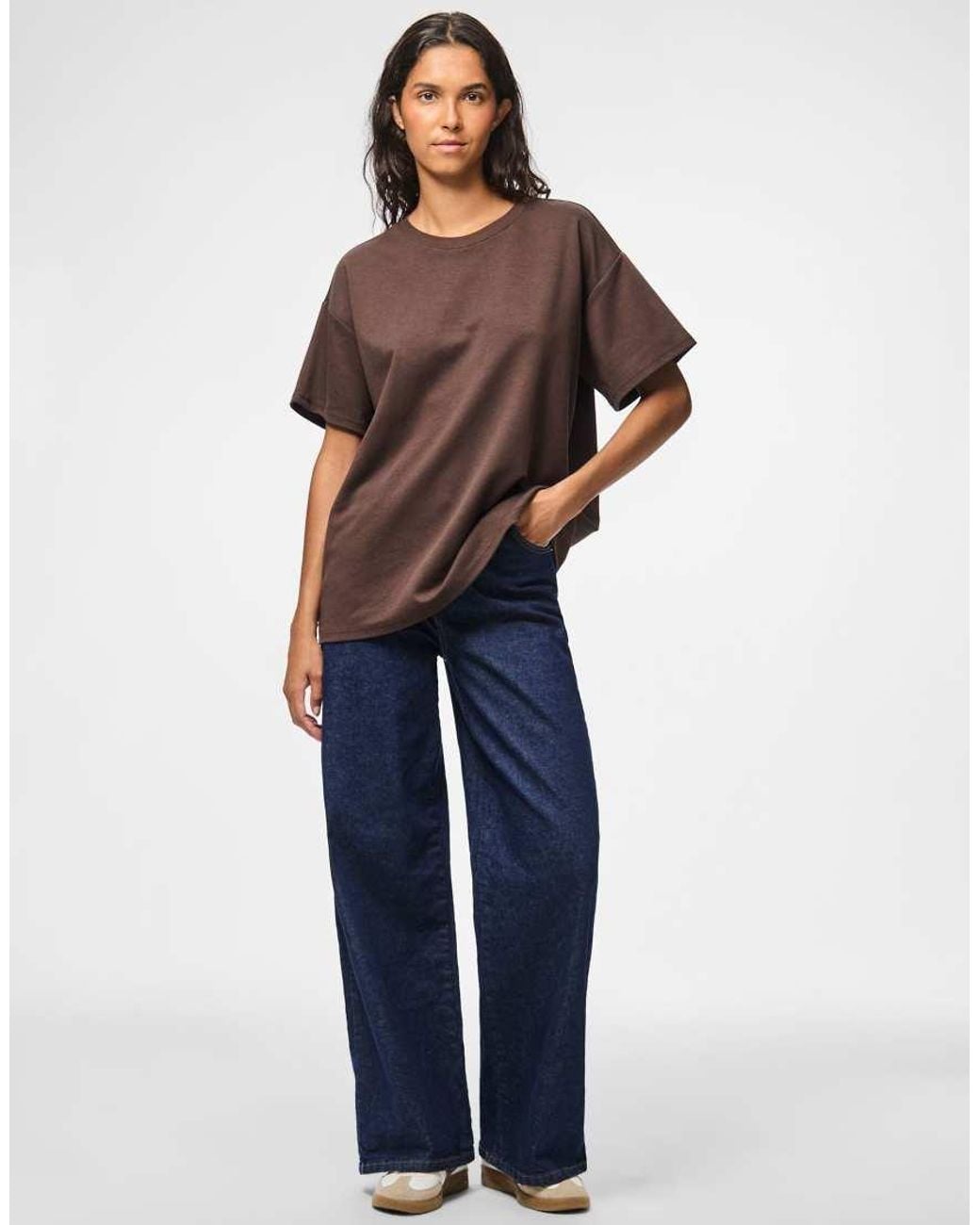 Pieces Brown Oversized T-shirt