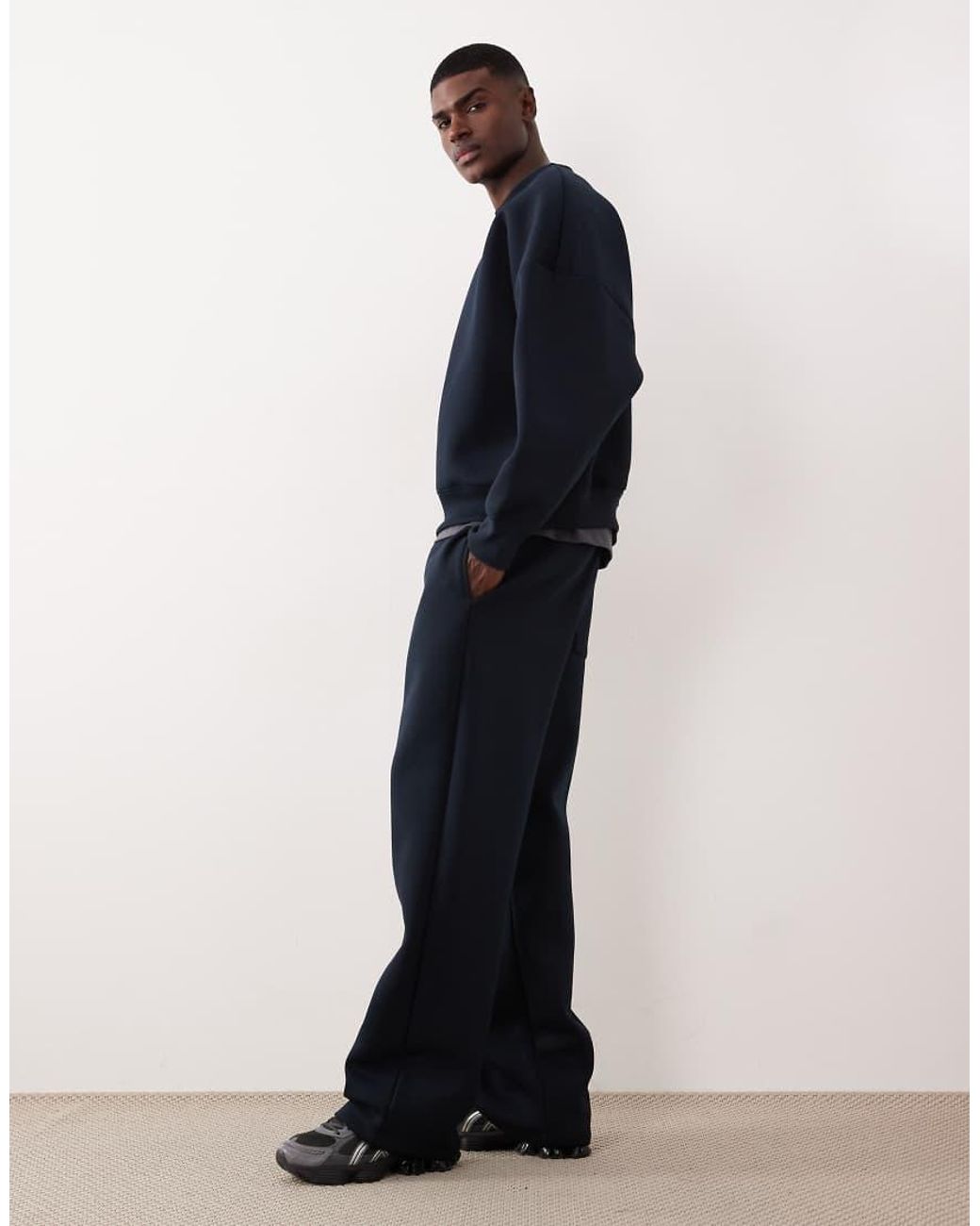 ASOS Blue Heavyweight Wide Leg Jogger for men