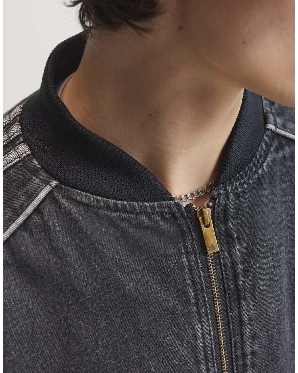 Adidas Originals Black Sst Denim Track Top for men