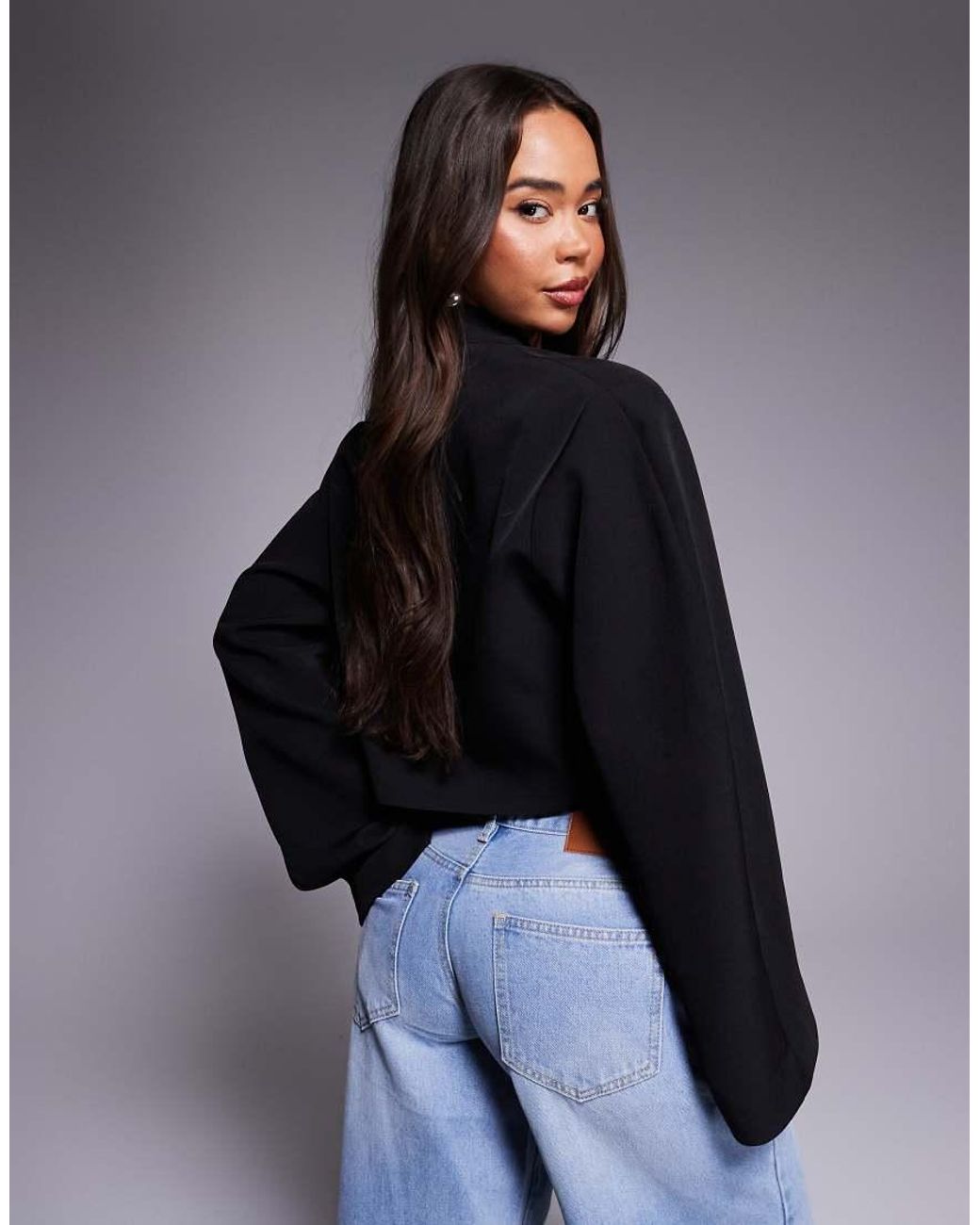 ASOS Blue Boxy Moulded Sleeve Blazer