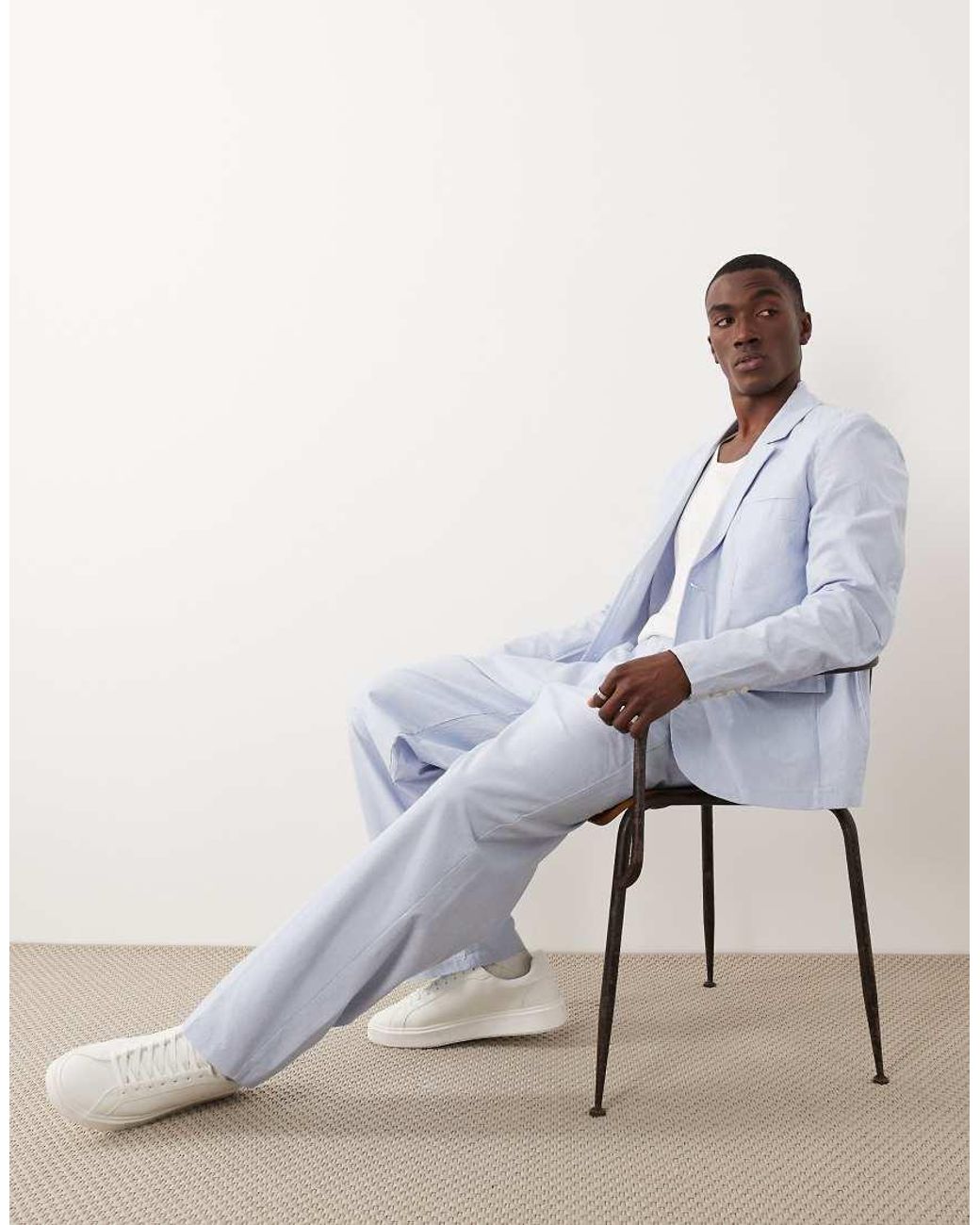 Farah Blue Archive Bliss Co-Ord Stripe Straight Leg Trousers for men