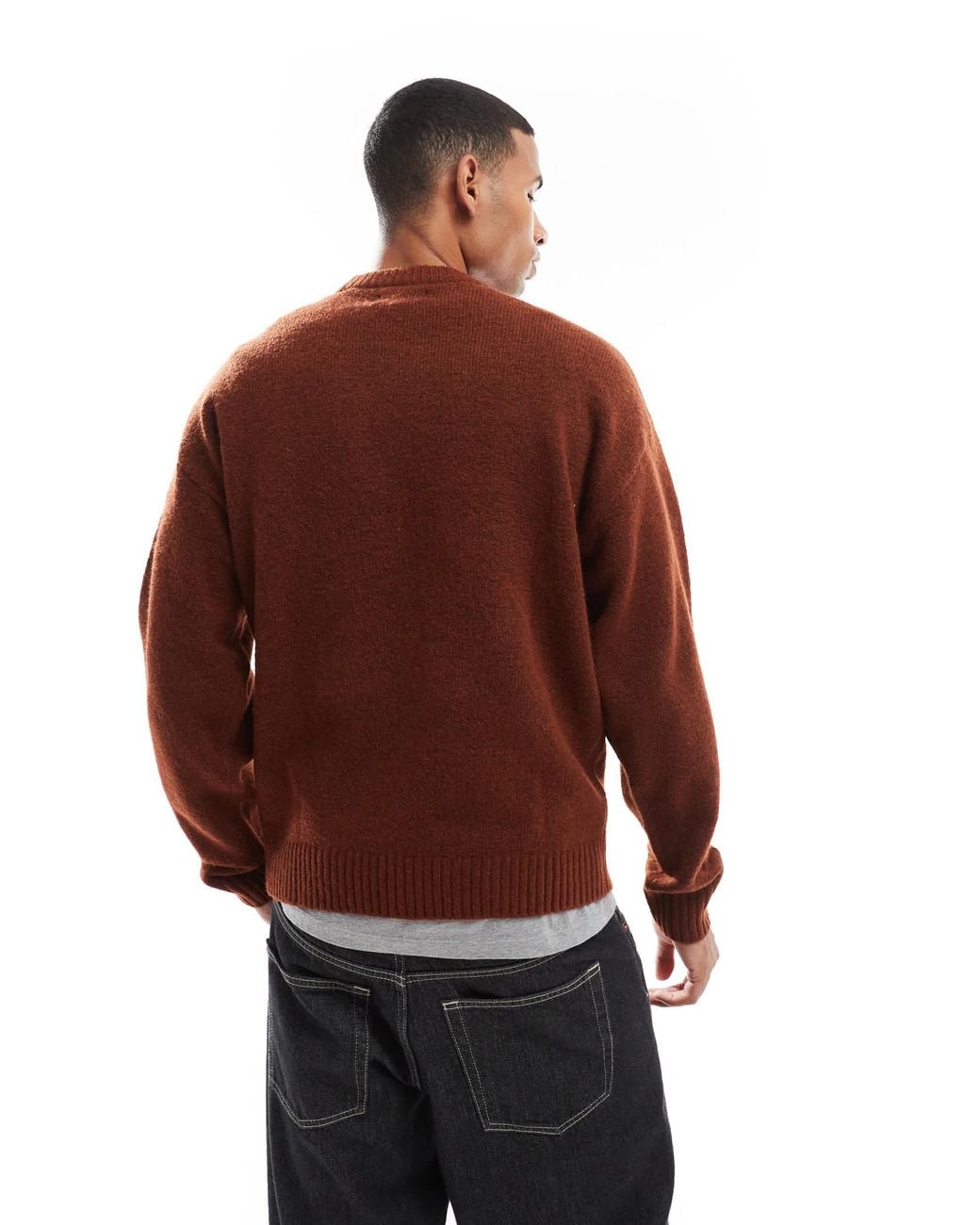 Jack & Jones – flauschiger oversize-pullover in Red für Herren