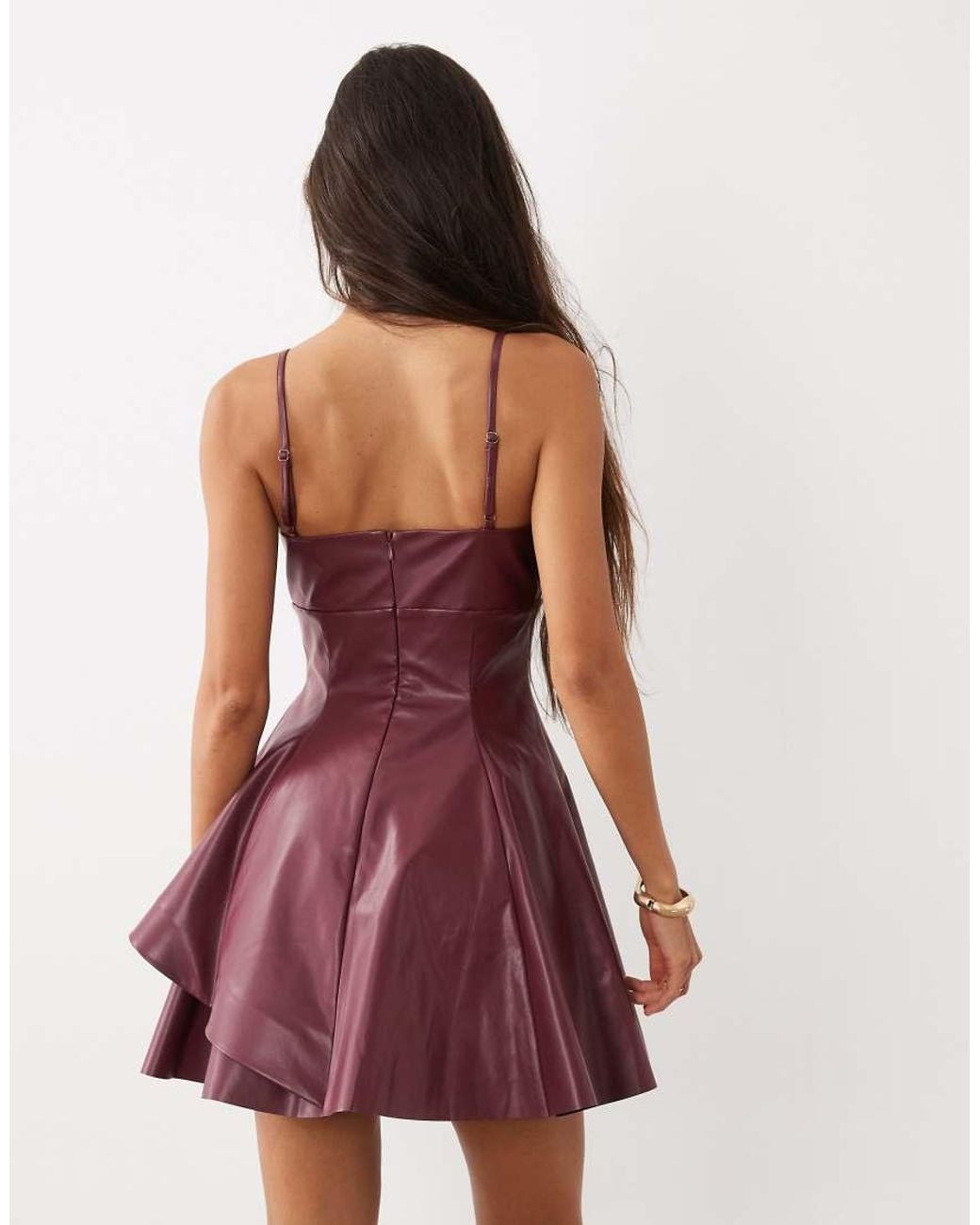 ASOS Purple Corsage Detail Asymmetric Hem Pu Mini Dress