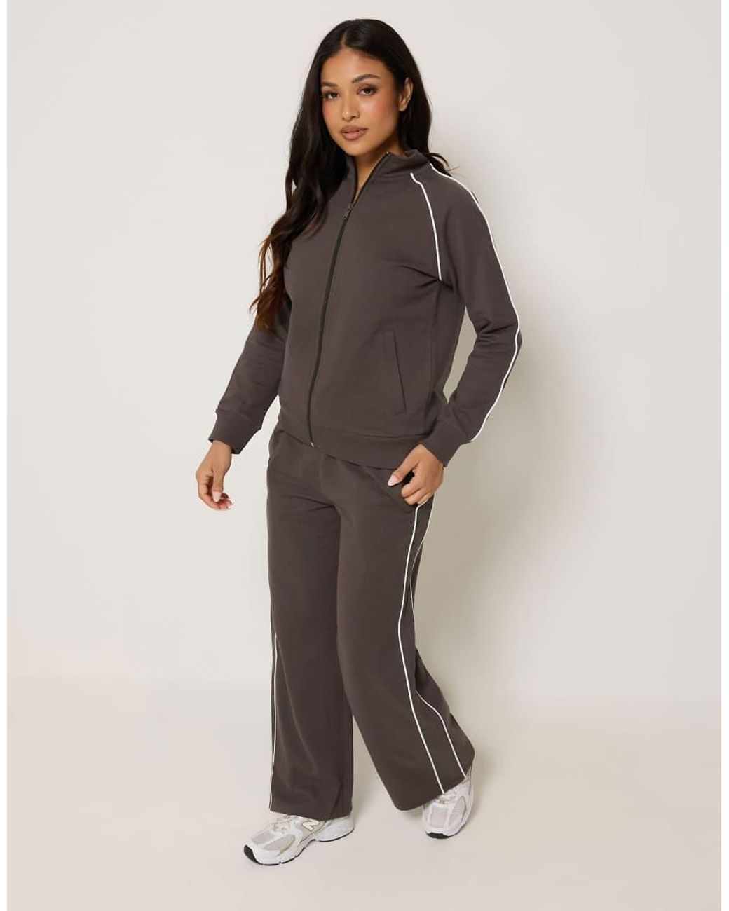 PixieGirl Brown Petite Contrast Zip Jacket