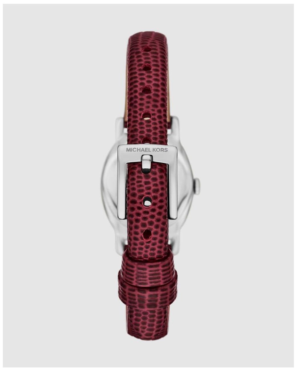 Michael Kors Red Maude Three-Hand Oxblood Leather Watch