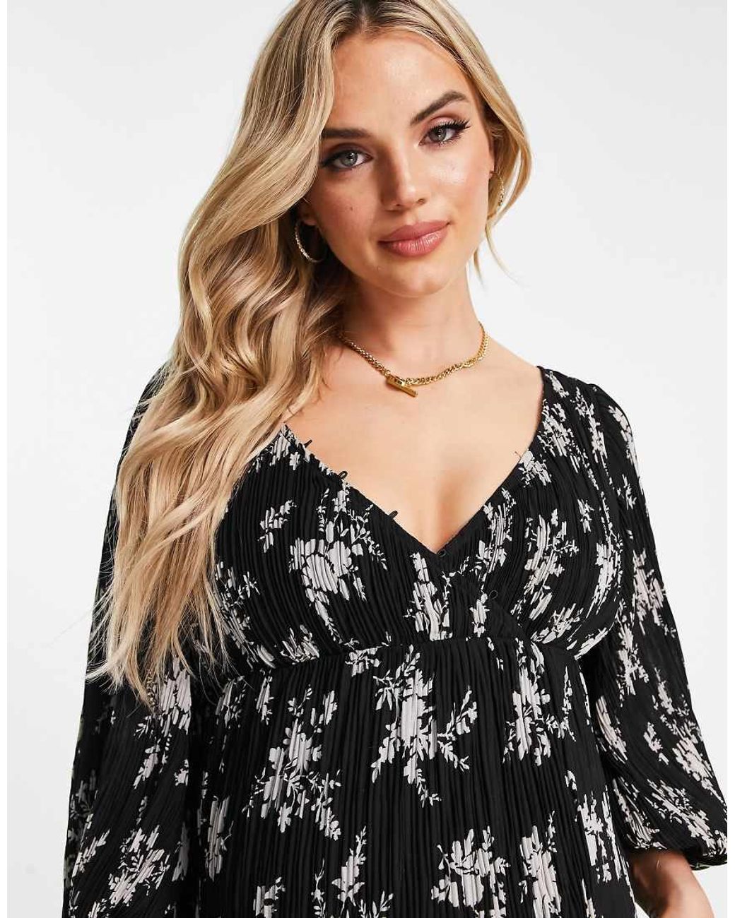 ASOS White Asos Design Maternity Plisse Midi Dress With Button Detail