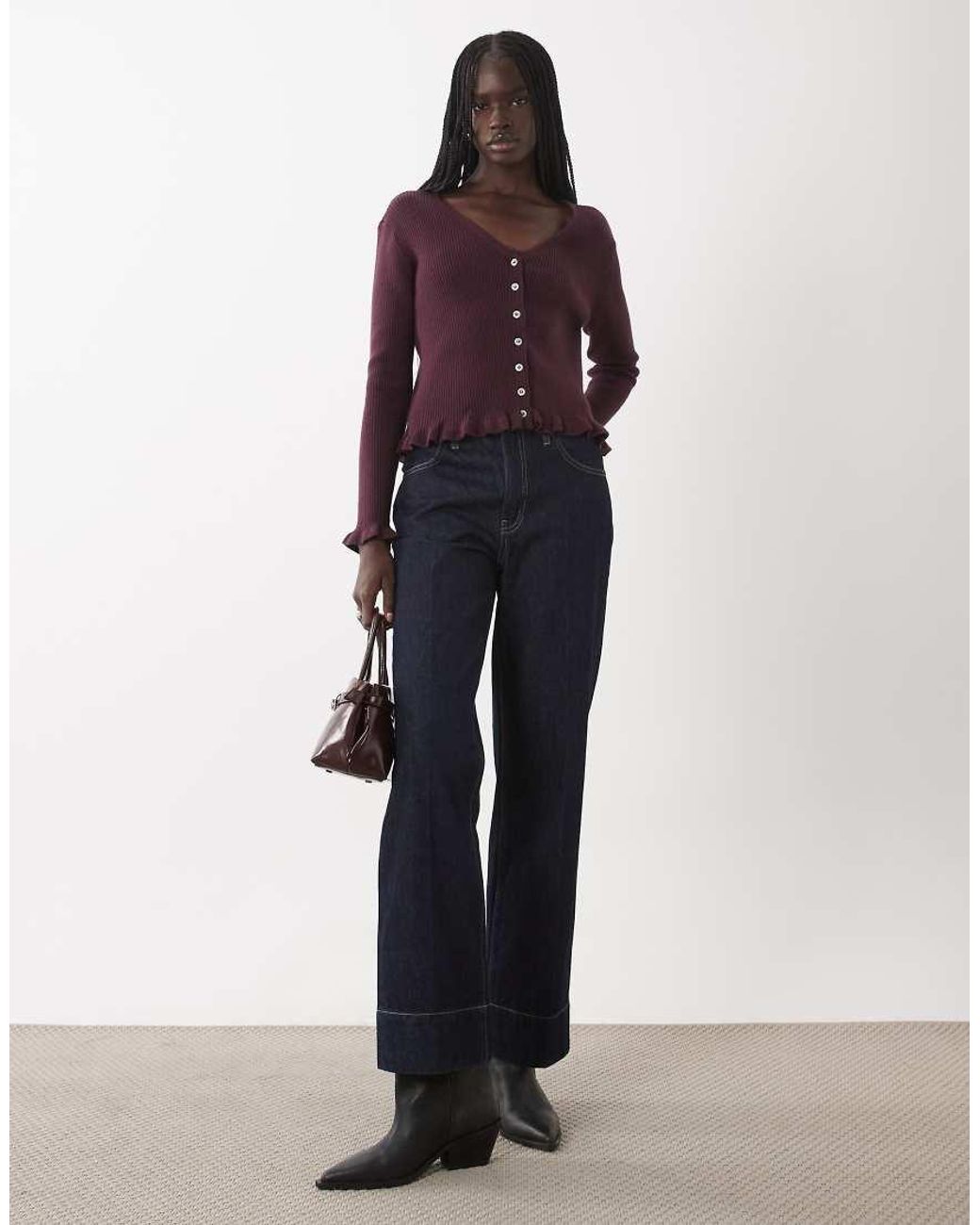 Wednesday's Girl Purple Wednesdays Girl Ruffle Edged Cardigan
