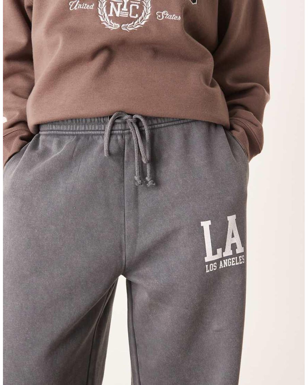 Brave Soul Gray Acid Wash Wide Leg Joggers