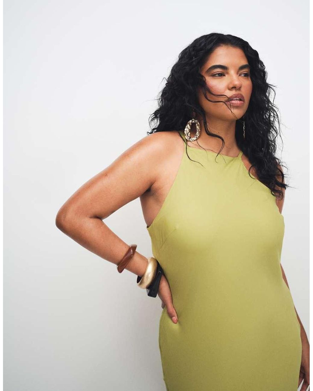 ASOS Green Asos Design Curve Chiffon Sleeveless Maxi Dress With Godet Hem