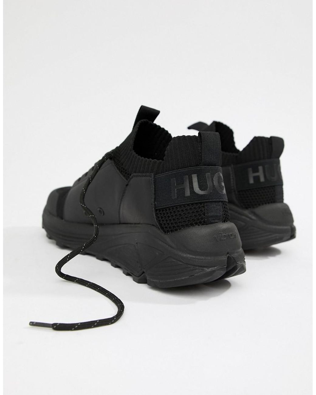 HUGO Horizon Runn Leather Sneakers In Black for Men | Lyst