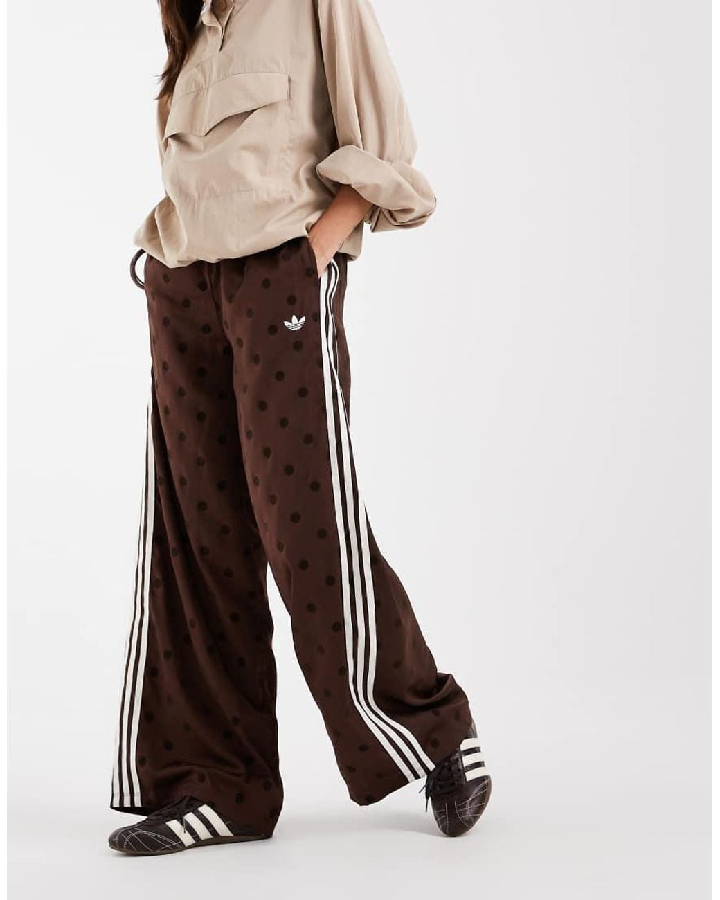 Adidas Originals White Wide Leg Satin Track Pants