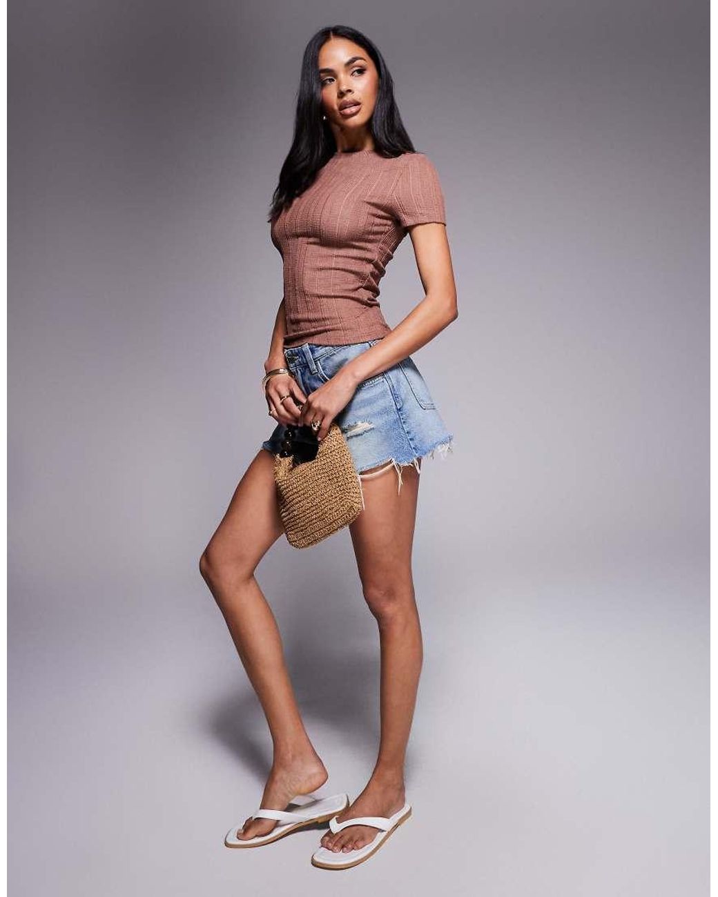 River Island Brown Textured Baby Tee