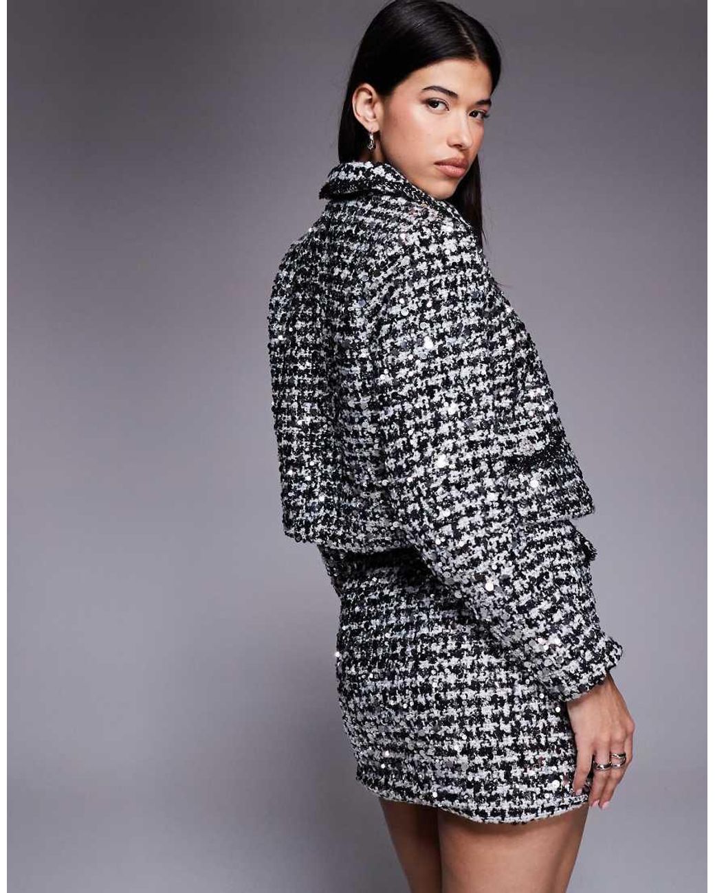 River Island Gray Tailored Sparkle Bouclé Mini Skirt