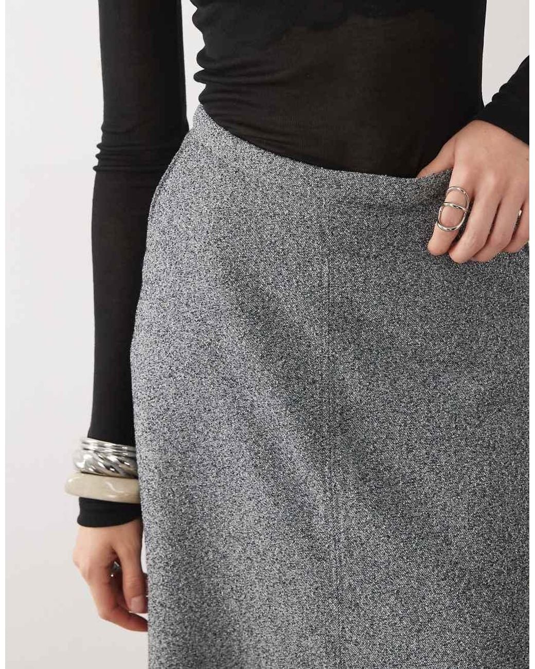 ASOS Gray Tailored Midi Circle Skirt