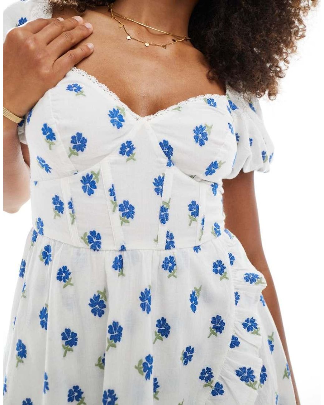 New Look White Ditsy Floral Wrap Mini Dress