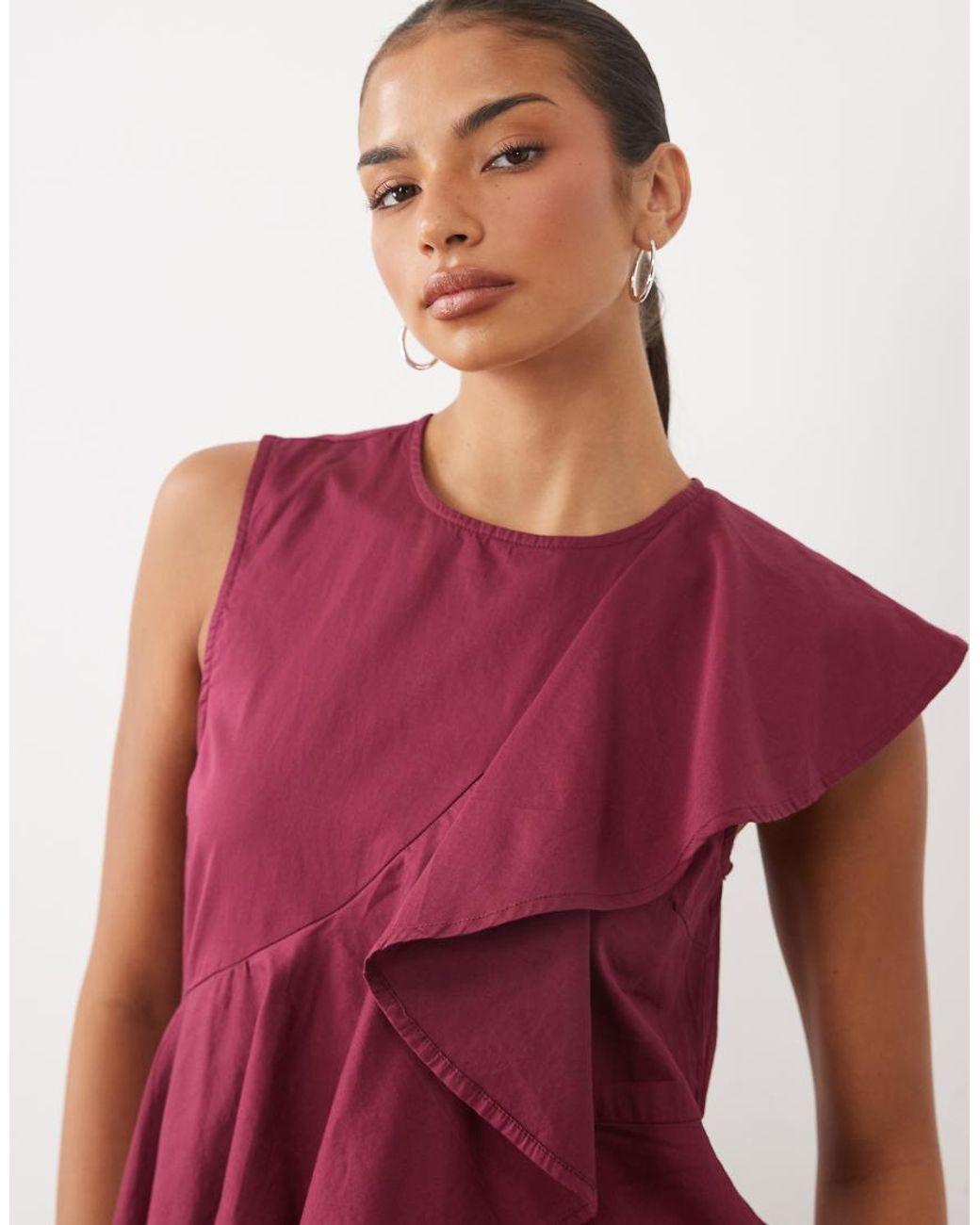 Y.A.S Red Asymmetric Frill Mini Dress